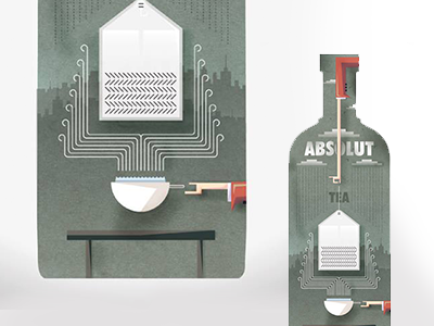 Absolut Tea illustration landscape minimal packaging tea texture vodka water