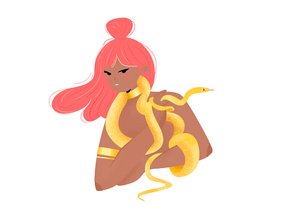 Tangled artwork charachter character concept design digitalart flat gold illustration snake tangled vector yellow