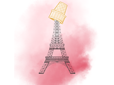 Always a Good Idea- ver. 2 architecture blush eiffel tower europe france fun ice cream lines paris pink summer watercolor