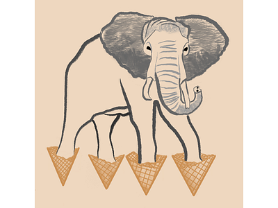 Elephant Summer background brown cute elephant fun ice cream jungle minimal simple summer tan texture