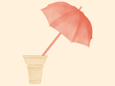 Conebrella bright clean fun ice cream pink salmon simple summer tan umbrella warm watercolor