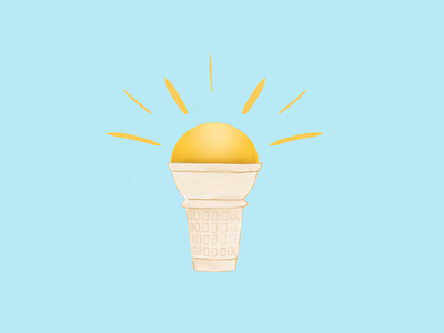 Sun-dae bright colorful design fun ice cream icon illustration logo simple summer sun watercolor