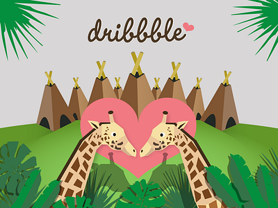 Dribbble Tribe animals festival giraffe love posterdesign zoo