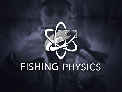 Fishing Physics Logo Light atom brand fish identity iterate logo logotype mark