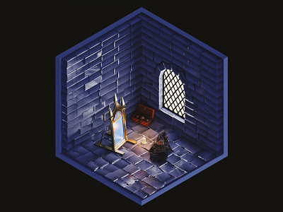 Mirror of Erised 3d 3dart books c4d cinema4d fanart furniture harry potter hogwarts illustraion interiors isometric isometric art isometric design magic mirror movies quarantine room