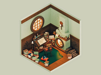 Bilbo Baggin's Study The Hobbit — The Rooms Project 3d 3d art books cinema4d fanart freebie inspiration isolation quarantine redshift redshift3d the rooms project trend