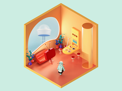 The Jetsons Living Room — The Rooms Project 3d app blender branding c4d identity illustration logo redshift vector