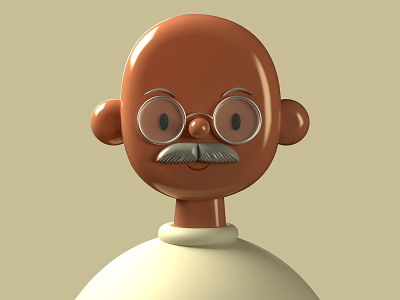 Gandhi | Toy Faces | 3D Illustration 3d abstract animation app brand design branding character design cute free freebie freebies gandhi icon illustration list plugin product toy ui ux