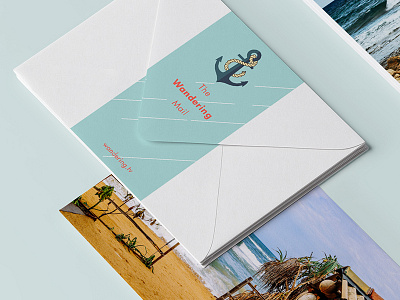 Wandering Tv Postcard Envelope anchor brand branding envelope letter pad logo mail mockup postcard sea stationery travel