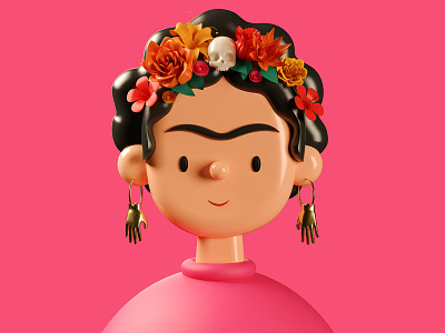 Frida Kahlo | Toy Faces Library | 3D Illustration 3d 3d art art avatars c4d caricature cinema4d faces frida illustraion illustrator portrait profile design symbol toy