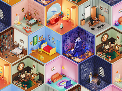 3D Rooms Project | Free Zoom Backgrounds 3d 3d art backgrounds cinema4d free freebie illustration isometric ui ux wallpaper zoom