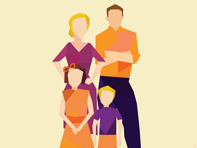 Meet The Family app character cubism family flat illustration mesh minimalistic mobile polygon shopping triangle