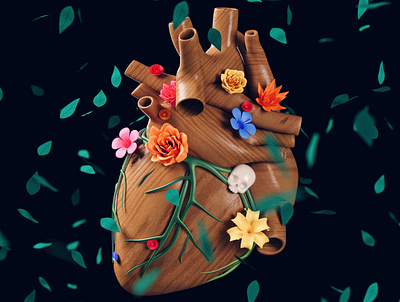Love for Craft | Valentine's Day 3d 3d art 3d illustrator cinema4d fridakahlo heart nature valentine valentine day valentines