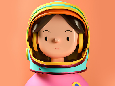 Women in Space Toy Face NFTs 3d 3d art animation astronaut character design colorful crypto illustration nasa neon nft nfts space toy