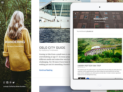 Wandering blog homepage journal responsive travel ui ux wander wanderlust website