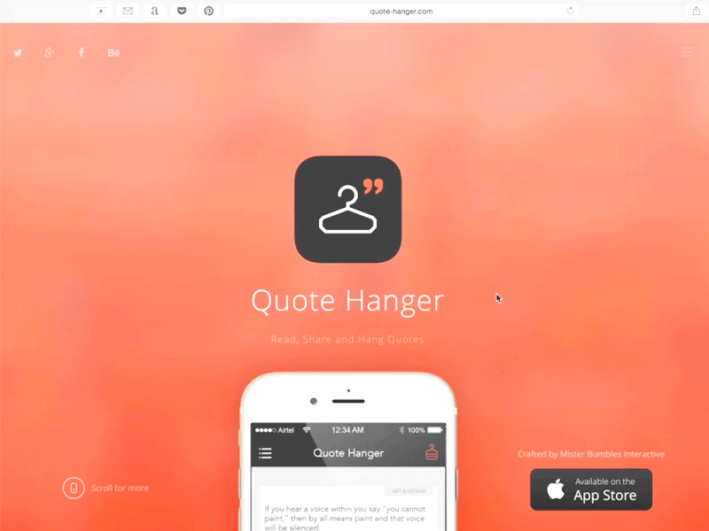 Quote Hanger iPhone App Website