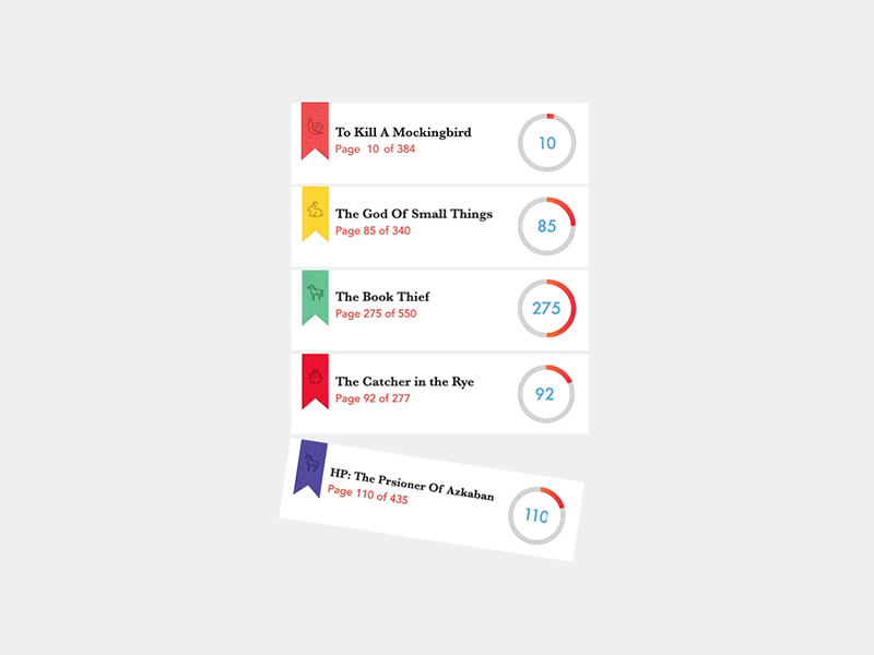 Bookling Table View animation app bookling bookmark books free gif infographics ios iphone motion progress bar