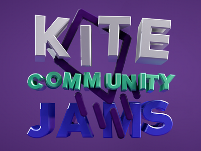 Kite Community Jam 3d c4d community event fintech font jam kite letter lettering purple words