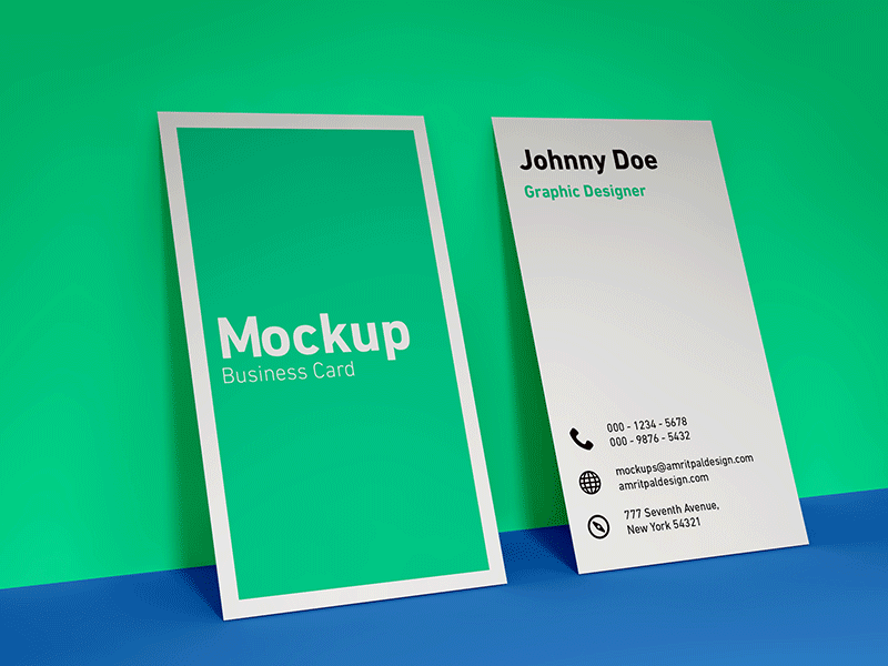 Vertical Business Card Wall Mockup