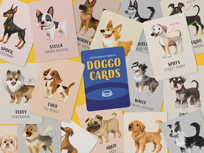 Doggo Cards cards dog illustration dog logo dogs game game art game design illustration