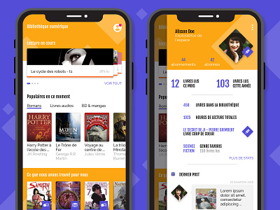 Personal online library app design flat ui ux