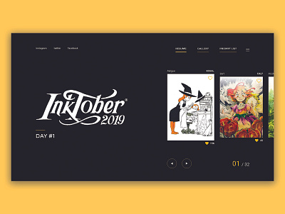 Daily UI , a home page for Inktober artwork design desktop digital flat ui
