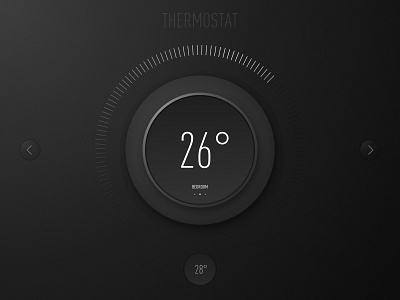 Day 020 Thermostat Widget bedroom dark ui home skeuomorph temperature thermostat ui widget