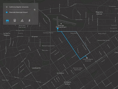 Day 044 - Simple Navigation Widget dark ui destination flat map navigation route traffic ui widget