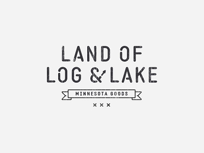 Land of Log & Lake Logo arrow banner lake log logo type woods x