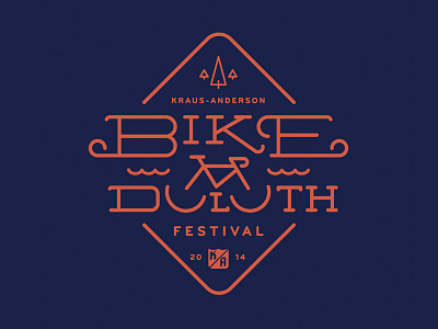 Bike Duluth Logo badge bicycle bike duluth festival logo monoline sign trees typography