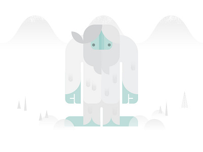 Yeti Dude abominable flat geometric giant illustration snow yeti