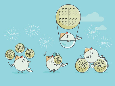Chicken & Waffles Illustration chicken chicks illustration monoline sketch waffle