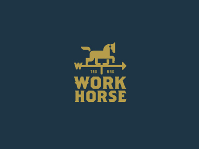 Workhorse Logo belgian gold horse identity logo navy point type weather vane wind vane work