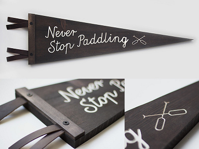 Never Stop Paddling // Wood Pennant cabin cnc decor leather minnesota north pennant sign wood