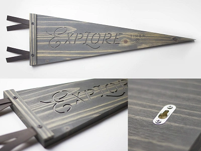 Explore // Wood Pennant cnc explore handcrafted handmade lettering pennant sign typography wood