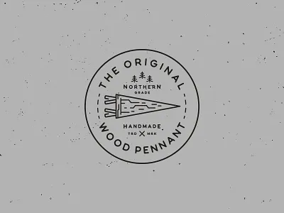 The Original Wood Pennant // Stamp badge circle handmade logo north pennant stamp stitching wood