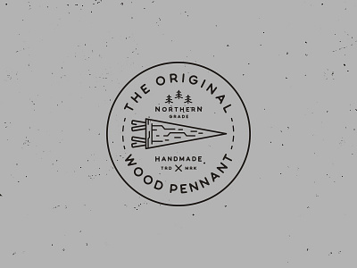 The Original Wood Pennant // Stamp badge circle handmade logo north pennant stamp stitching wood