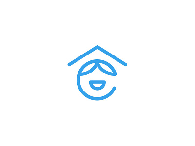 Children's Home Logo blue child children face home icon identity logo mark monoline monostroke roof