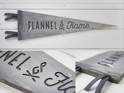 Flannel & Flame // Wood Pennant ampersand bonfire cnc fire flannel gray pennant sign wood
