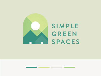 Simple Green Spaces Logo craftsman geometric green high efficiency home housing identity logo modern simple sun
