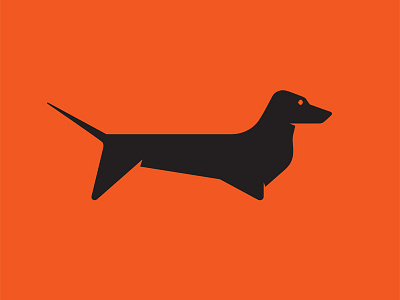 Chai logo black dachshund dog german illustration logo orange wiener dog