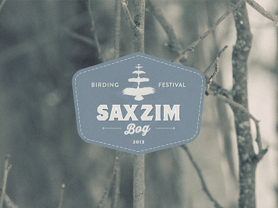 Sax-Zim Bog logo bird birding event festival logo stitch tree