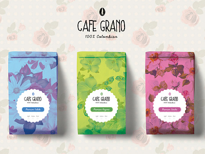 Cafe Grano Packaging branding cafe flowers logo packaging