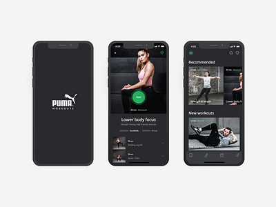 Puma workouts app application black app fitness app green puma training workout