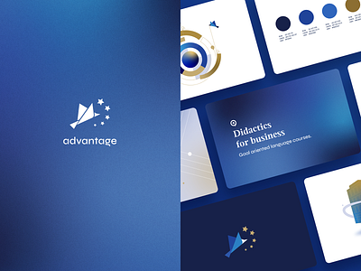 Advantage advantage branding business design goal gradient illustration langugae logo rebranding vector