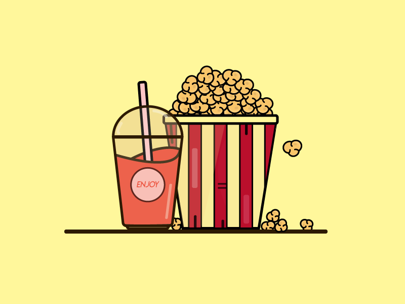 Ready For The Theater flat illustrator food adobe illustration