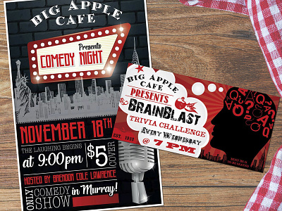 Big Apple Cafe Promotions advertisement graphic design postcard poster print design