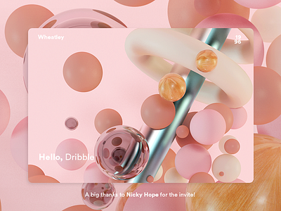 Hello Dribbble! 3d dribbble first hello illustration invites shot wheatley
