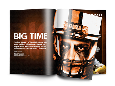 Big Time campbell magazine college college football college sports editorial football graphic design magazine spread