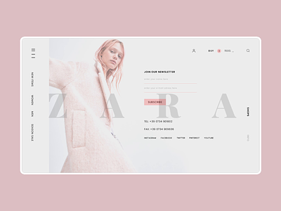 Zara Online Store Info & Search Page Animation animation concept e comerce interface online shop online store promo ui ux webdesign